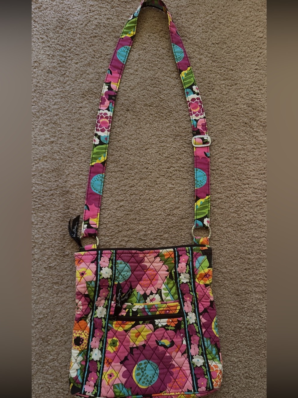 Vera Bradley Pink Floral Quilted Crossbody Bag